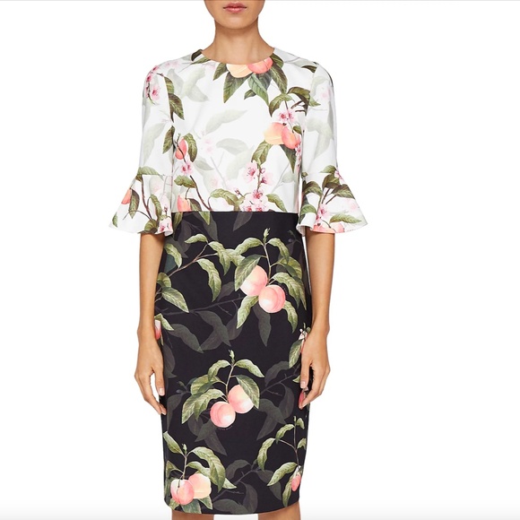 Ted Baker Areea Peach Blossom Ruffle Dress, Size 10 US (Size 4 Ted Baker) - Picture 8 of 9